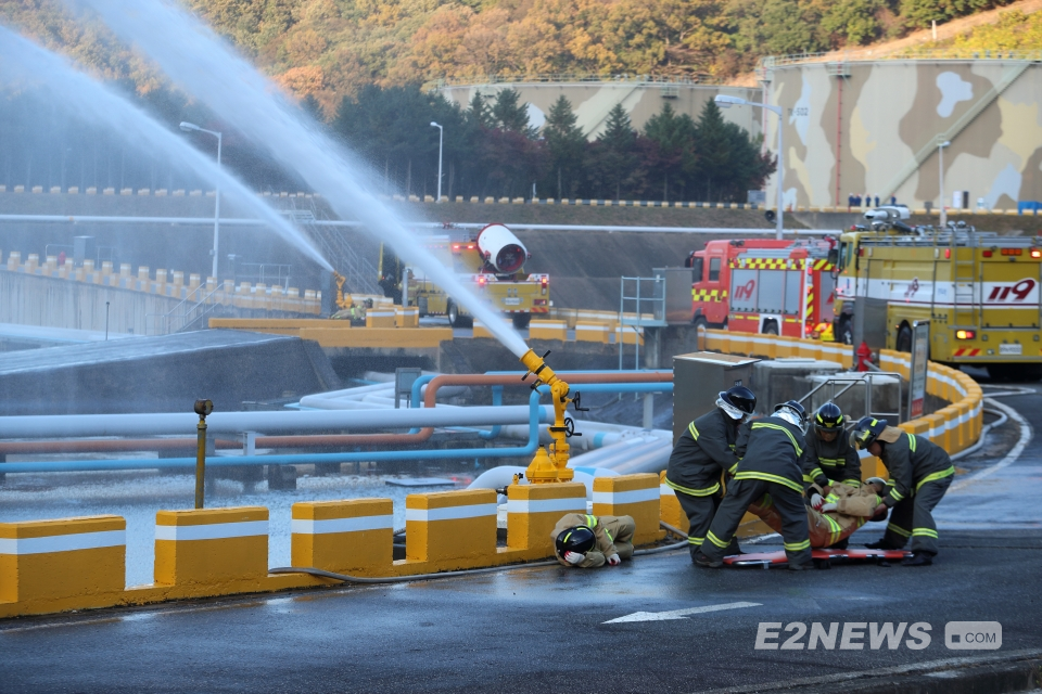 ▲한국석유공사에서 재난대응 안전한국훈련이 진행되고 있다.