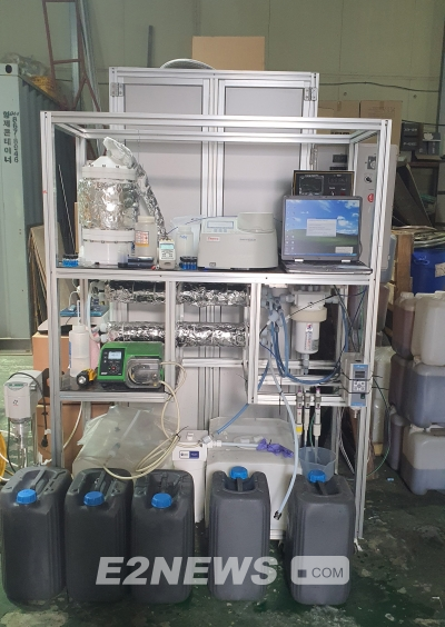 ▲에너지기술연구원이 개발한 40LPh급 바나듐 전해액 제조용 촉매반응장치.