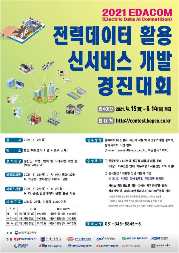 ▲2021년 전력데이터 신서비스개발 경진대회 포스터