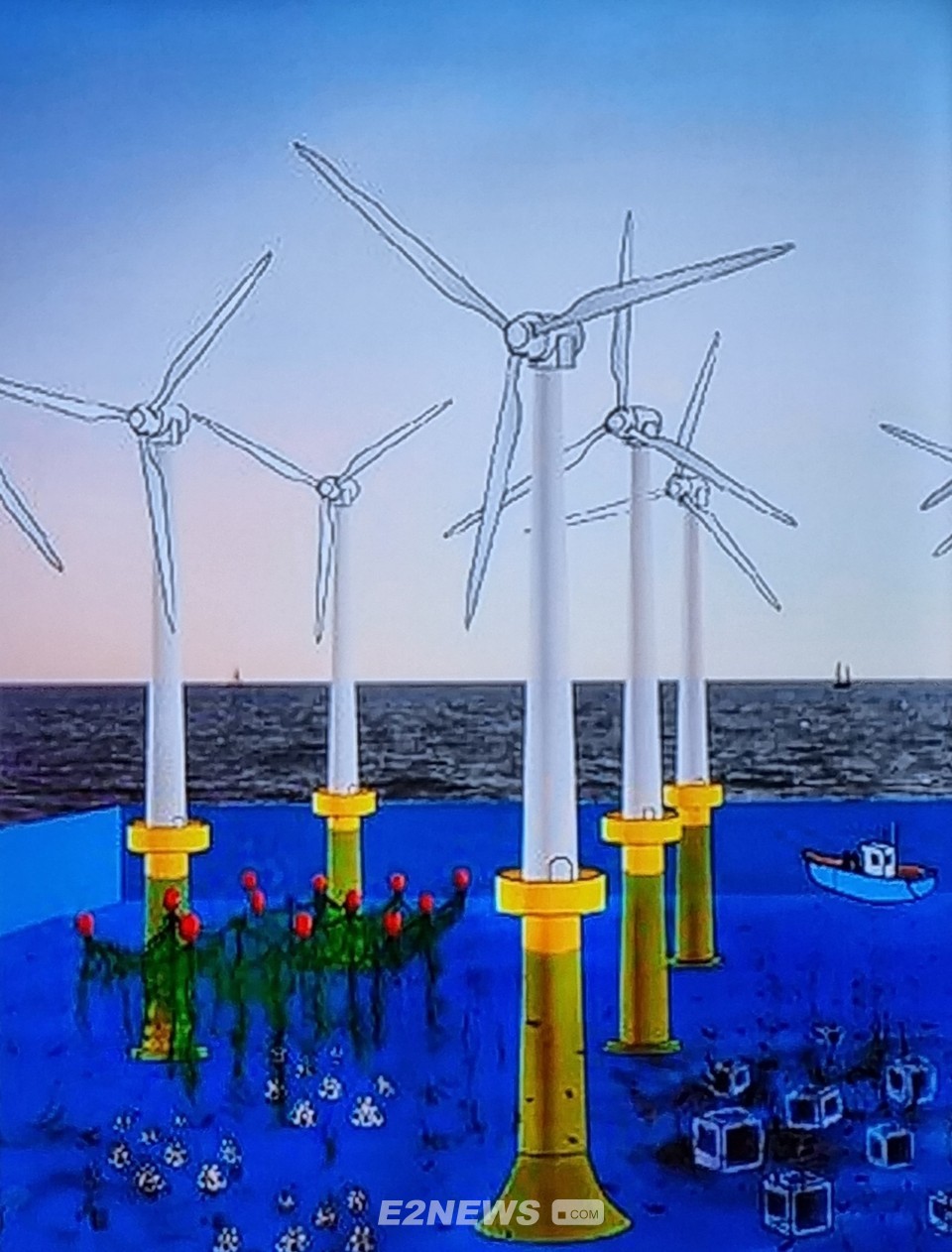 ▲노르웨이의 해상풍력-수산업 공존모델 모식도.