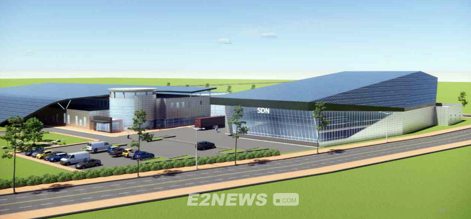 ▲SDN(에스디엔)이 광주첨단공장 여유부지에 새 태양광모듈 공장을 건설한다. 사진은 완공 조감도